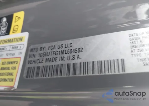 2021 Jeep Gladiator Overland 4X4 z USA, uszkodzony, nr VIN 1C6HJTFG1ML604562